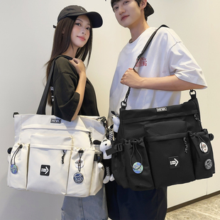 百搭单肩包男大学生上课手提包 韩版 工装 风大容量斜挎包女2025新款