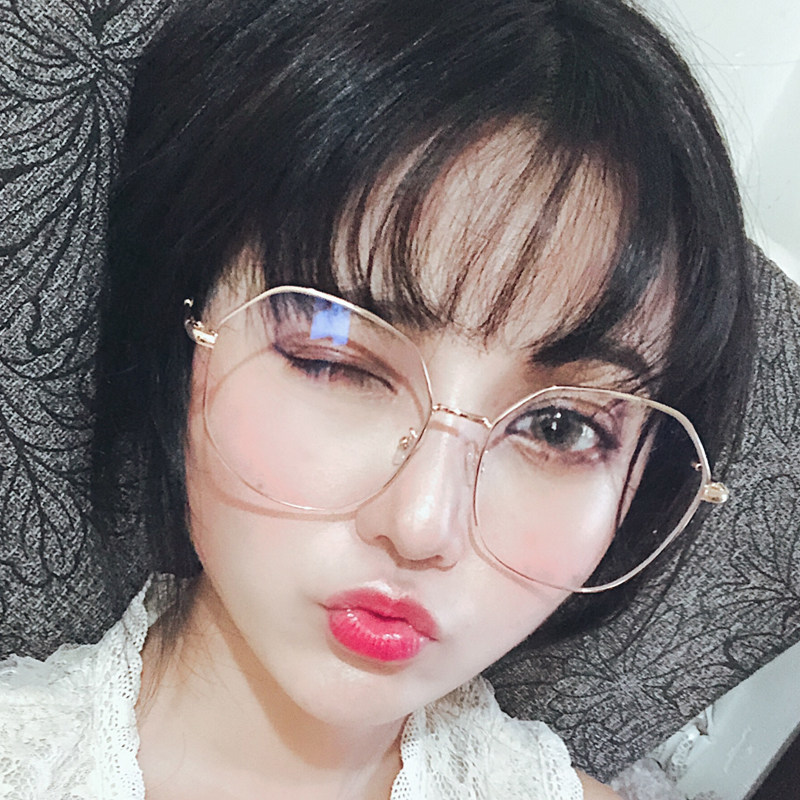 60码眼镜框女超大框大脸潮显瘦配有度数护目眼镜圆形复古大圆脸框