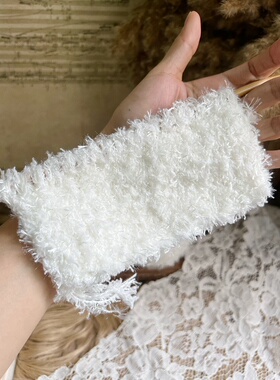 winwin手混线白色短毛柔软2025年新款手工编织毛衣围巾帽子毛线团