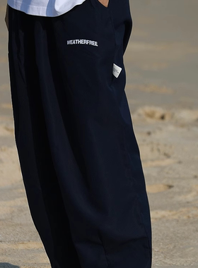 weatherfree秋季新款潮牌小LOGO情侣日系字母印花运动休闲裤
