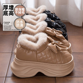 8.0cm厚底增高棉拖鞋 女 外穿防水防滑保暖毛绒棉鞋 女2025新款 冬季