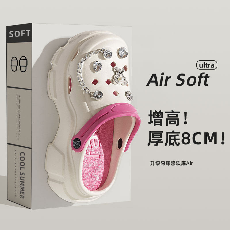 8cm厚底增高洞洞鞋女款图片