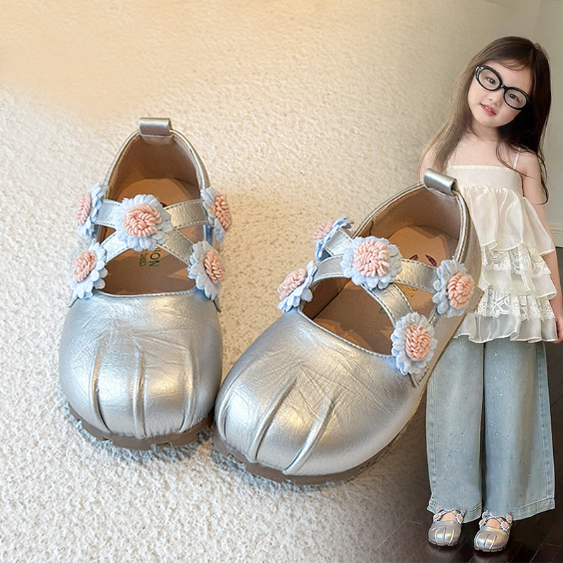 女童公主鞋2026春季儿童韩版花朵交叉玛丽珍鞋皮鞋小女孩银色单鞋,童鞋/婴儿鞋/亲子鞋,皮鞋,淘宝优惠券,粉丝福利购,淘宝优惠卷