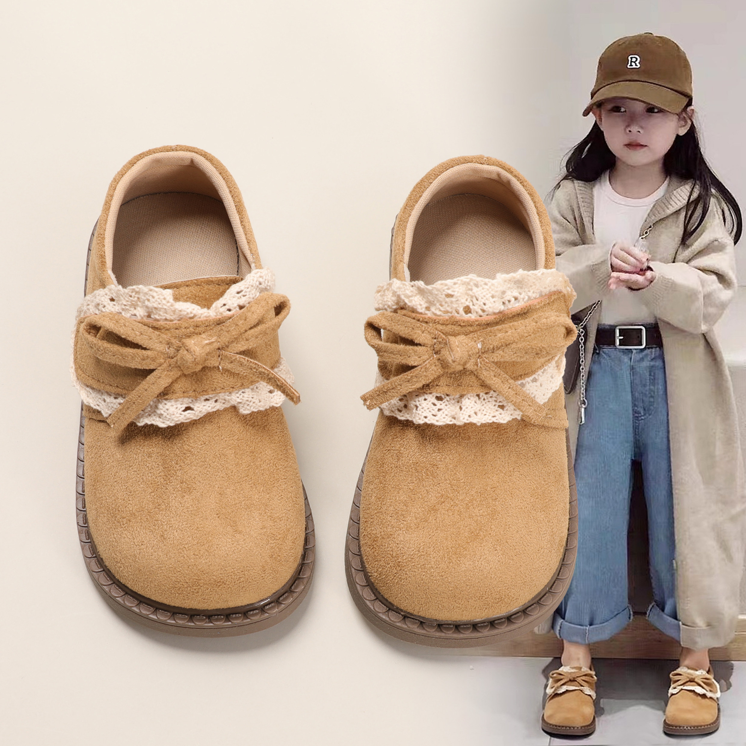 女童蕾丝小皮鞋春秋软底防滑豆豆单鞋2026新款英伦风百搭公主鞋子,童鞋/婴儿鞋/亲子鞋,皮鞋,淘宝优惠券,粉丝福利购,淘宝优惠卷