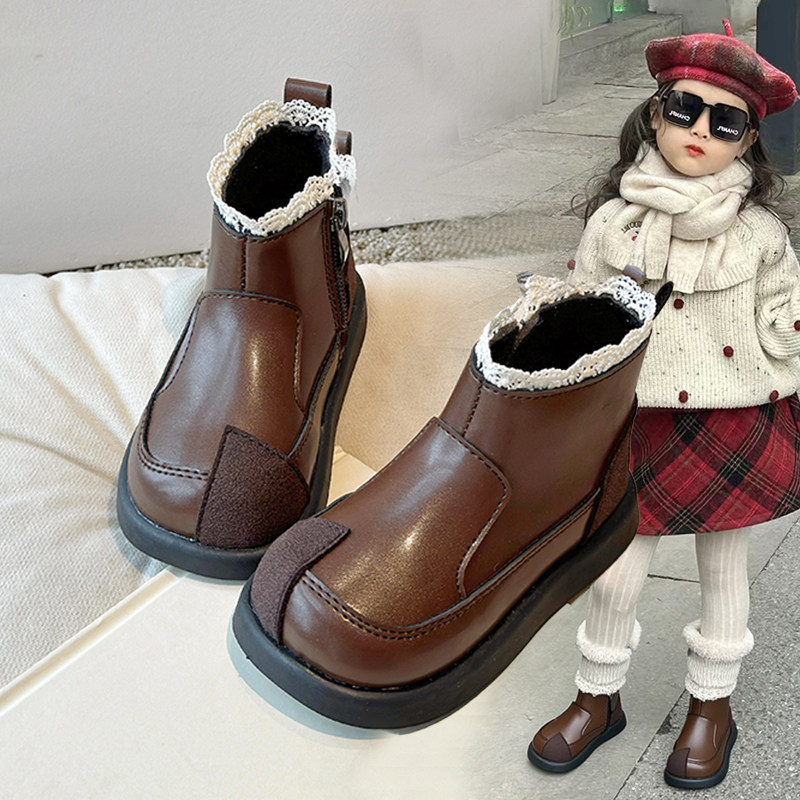 女童马丁靴二棉靴子宝宝皮靴加绒棉靴秋冬季蕾丝边小女孩公主短靴,童鞋/婴儿鞋/亲子鞋,棉靴,淘宝优惠券,粉丝福利购,淘宝优惠卷