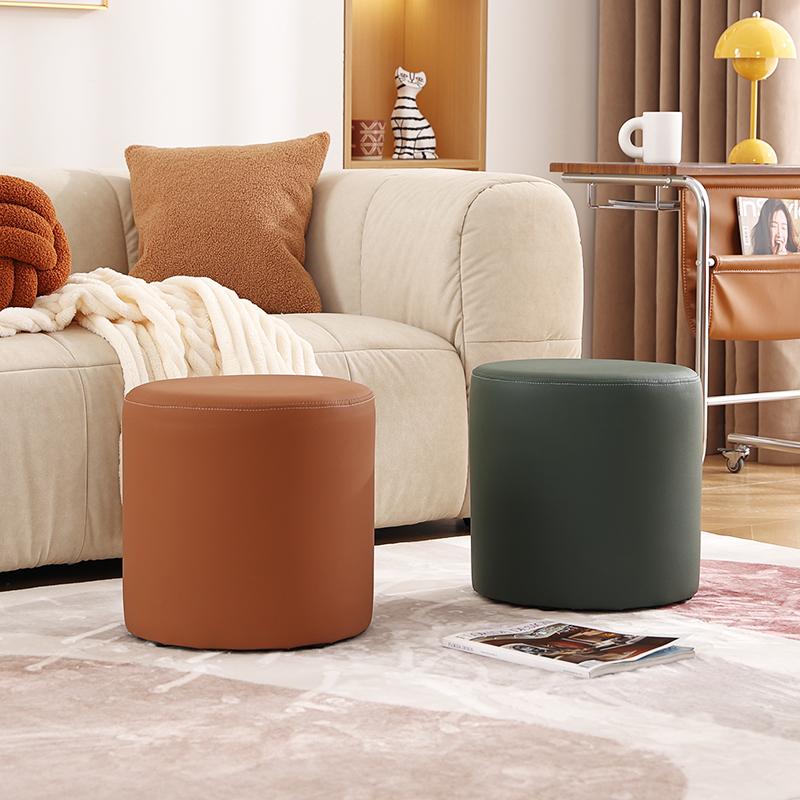 家用墩子板凳化妆凳沙发凳入户门口换鞋凳商用凳子服装店皮圆凳软