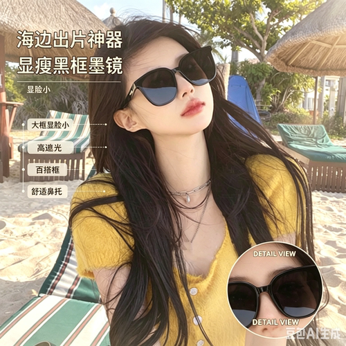 黑框墨镜显脸小百搭款墨镜