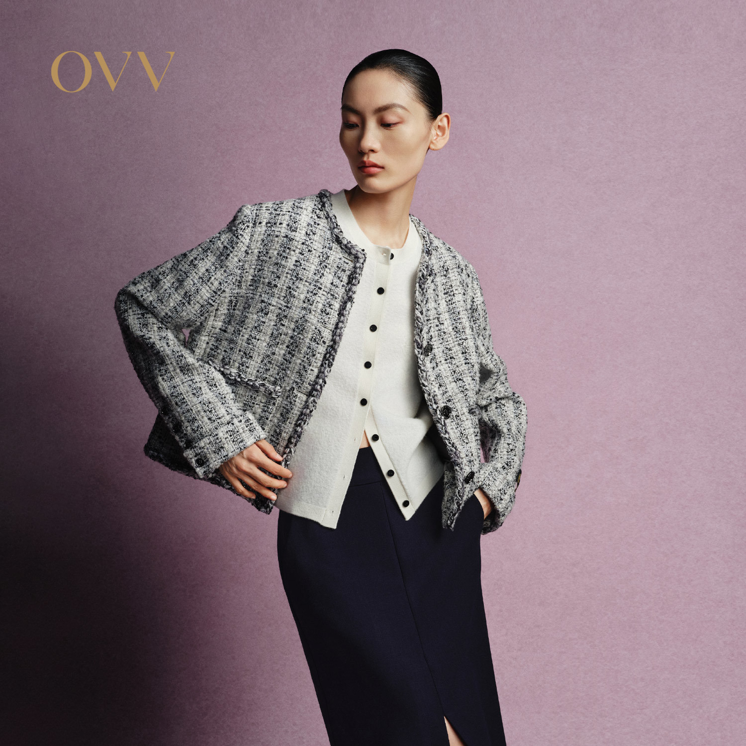 【经典粗花呢】OVV秋冬热卖女装意大利进口面料夹克休闲外套