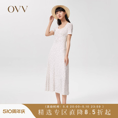 【小雏菊印花】OVV春夏热卖女装方领修身长款短袖连衣裙