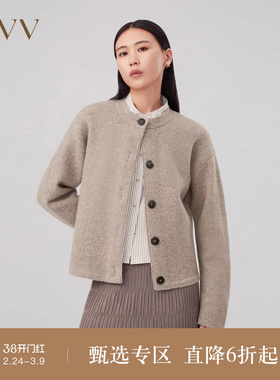 OVV秋冬新款女装羊毛羊驼毛正反两穿弧形袖针织外套