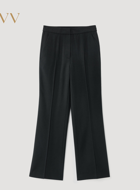 OVV2025秋冬新款女装精纺羊毛立体方格面料松紧腰休闲西裤