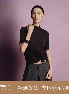 【重磅真丝】OVV秋冬热卖女装19MM双乔短袖半高领上衣