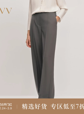 OVV2025秋冬新款女装斜纹肌理舒适挺括羊毛休闲通勤西裤