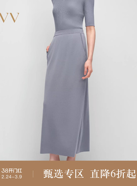 OVV2025春夏新款女装淡人经典直筒易搭配休闲通勤针织半身裙