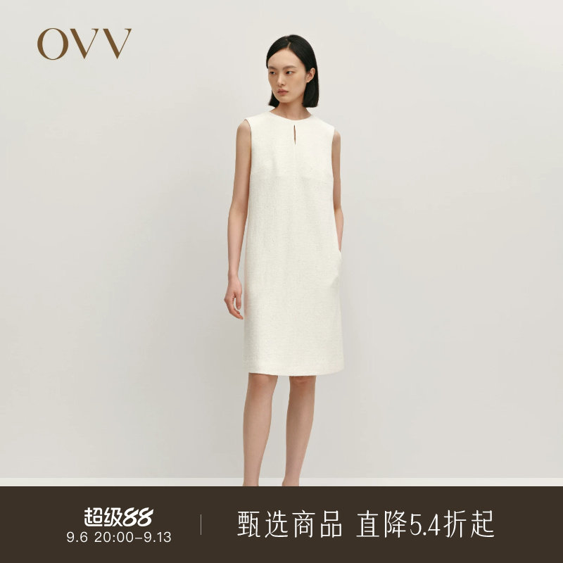 OVV秋冬热卖女装经典H型圆领舒适羊毛针织无袖连衣裙图片