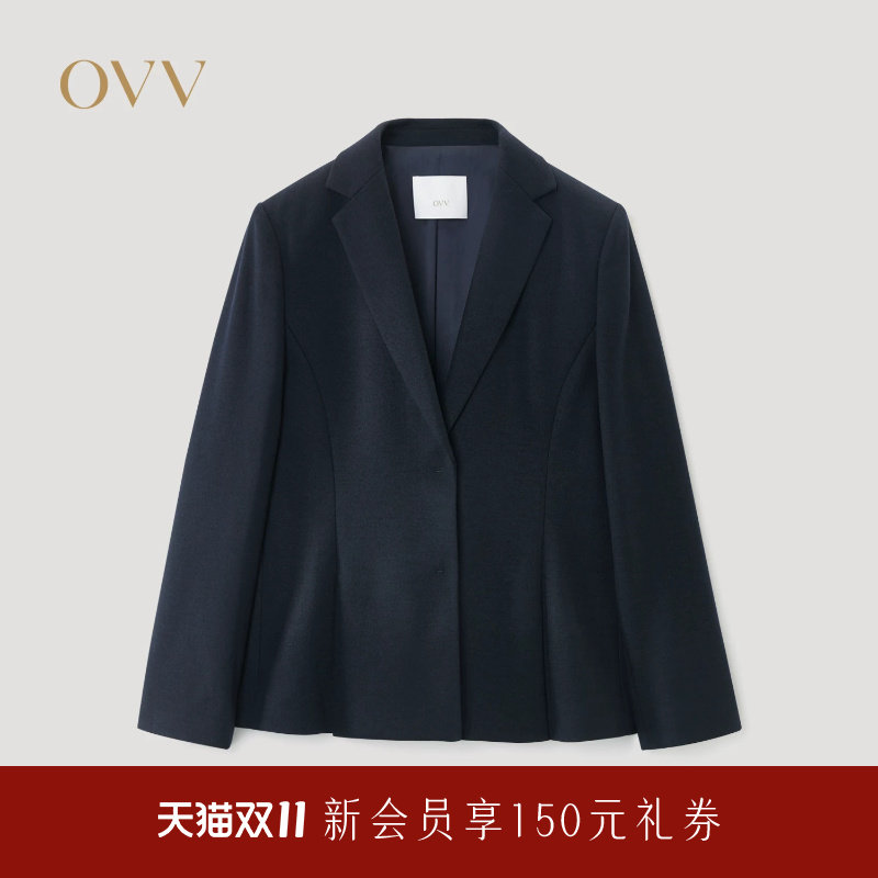 OVV秋冬热卖女装精致优雅平驳领针织羊毛休闲西服