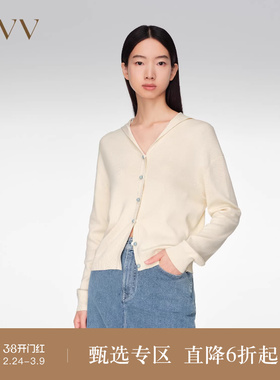 OVV春夏热卖女装丝棉混纺简约舒适海军领长袖针织外套