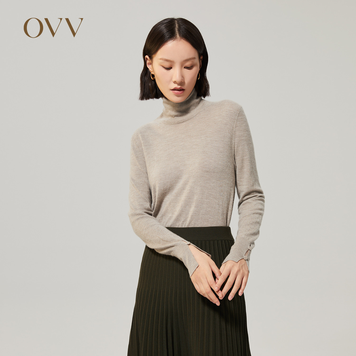 OVV秋冬女装简约经典高领基础打底内搭长袖针织衫羊绒衫
