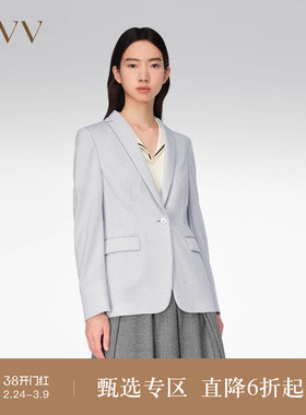 OVV春夏热卖女装闪耀针织一粒扣平驳领羊毛西服外套