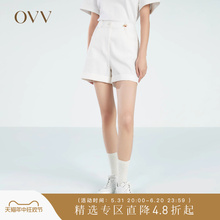女装 OVV春夏热卖 轻薄有型翻边易搭白色短裤