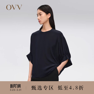 18MM双绉灯笼袖 女装 OVV春夏热卖 圆领T恤 重磅真丝