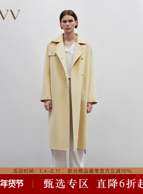 OVV秋冬新款女装可拆卸高领单排扣随附腰带中长款大衣