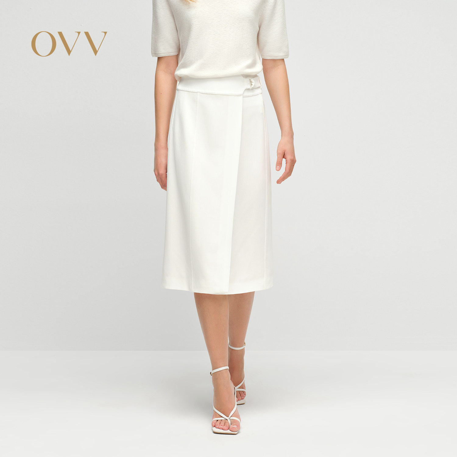 OVV2025春夏新款女装淡人日本进口三醋酸围裹式休闲通勤半身裙