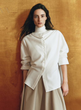 OVV2025秋冬新款女装优雅荡领简约版型通勤长袖休闲衬衫