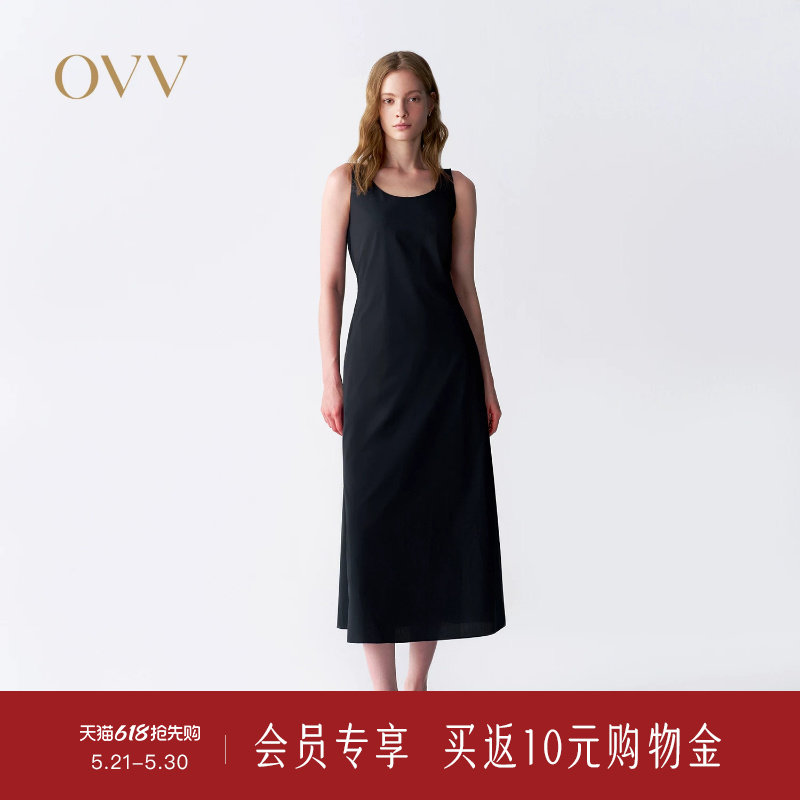 OVV2026春夏新款女装随附腰带简约优雅休闲无袖连衣裙