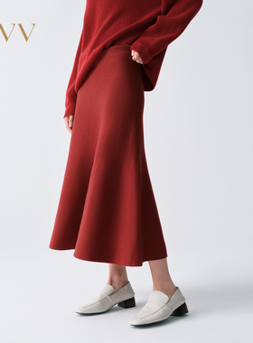 【新年红系列】OVV2026春夏新款女装针织鱼尾半身裙