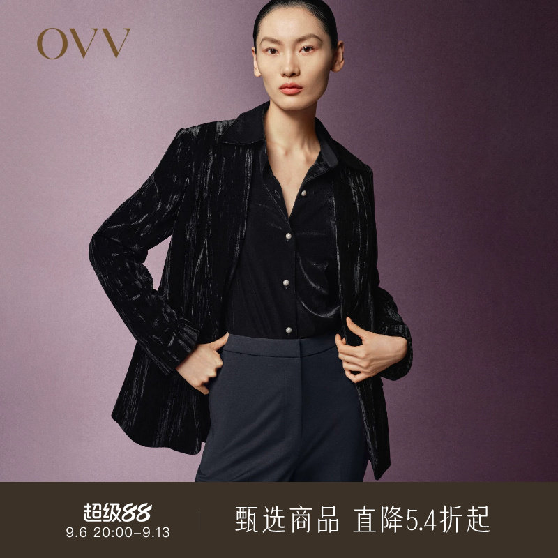 【极夜丝绒】OVV秋冬热卖女装戗驳领通勤休闲西服外套