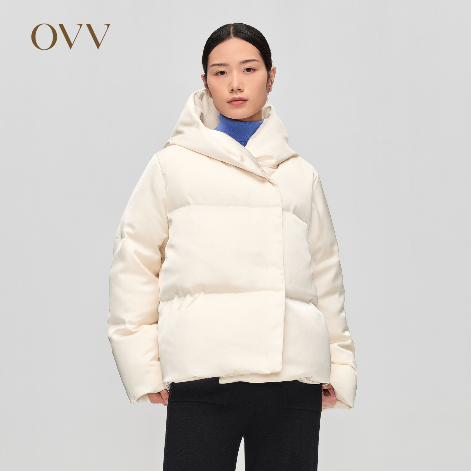 秋冬白鹅绒OVV连帽白鹅绒