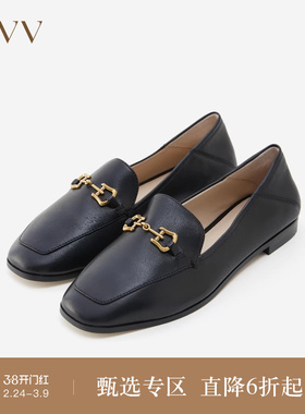 OVV秋冬新款马衔扣细节皮革舒适易搭平跟乐福鞋