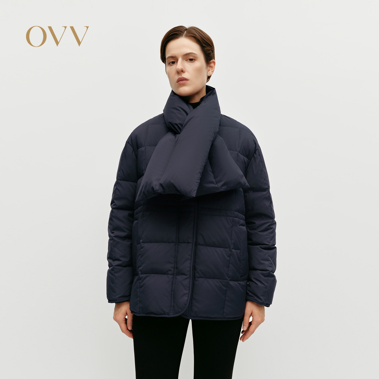 OVV秋冬热卖女装格子绗线轻薄可拆卸围巾羽绒服外套,女装/女士精品,羽绒服,淘宝优惠券,粉丝福利购,淘宝优惠卷