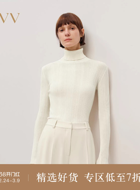 【黄金羊毛】OVV2025秋冬新款女装可机洗高领长袖针织衫