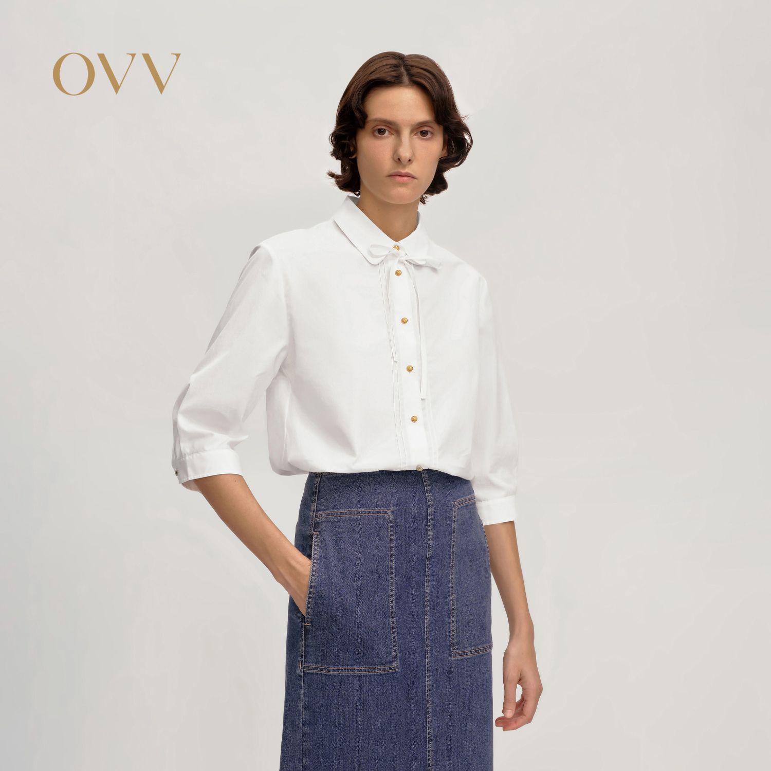 空气洗工艺 可拆卸系带 中袖袖长