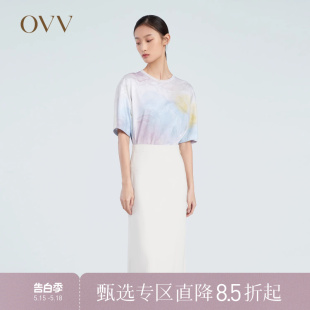 女装 OVV春夏热卖 抽象渲染印花宽松短袖 爱情而已同款 T恤