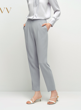 OVV2025春夏新款女装淡人缎面醋酸光泽垂坠简约休闲锥形裤