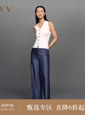 OVV春夏热卖女装铜氨纤维舒适光泽牛仔阔腿裤休闲长裤