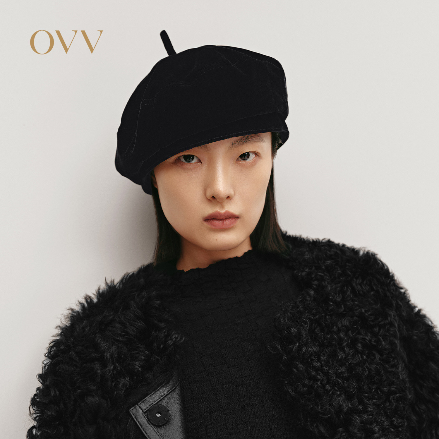 OVV秋冬热卖日本进口丝绒面料蝴蝶结可调节帽子