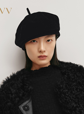 OVV秋冬热卖日本进口丝绒面料蝴蝶结可调节帽子