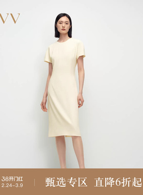 OVV2025春夏新款女装淡人日本进口条纹肌理三醋酸短袖连衣裙