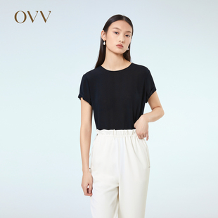 内搭上衣 22MM鬼绉真丝圆领短袖 OVV春夏热卖 女装