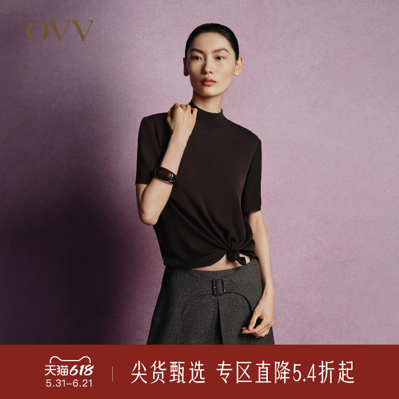 【重磅真丝】OVV秋冬热卖女装19MM双乔短袖半高领上衣