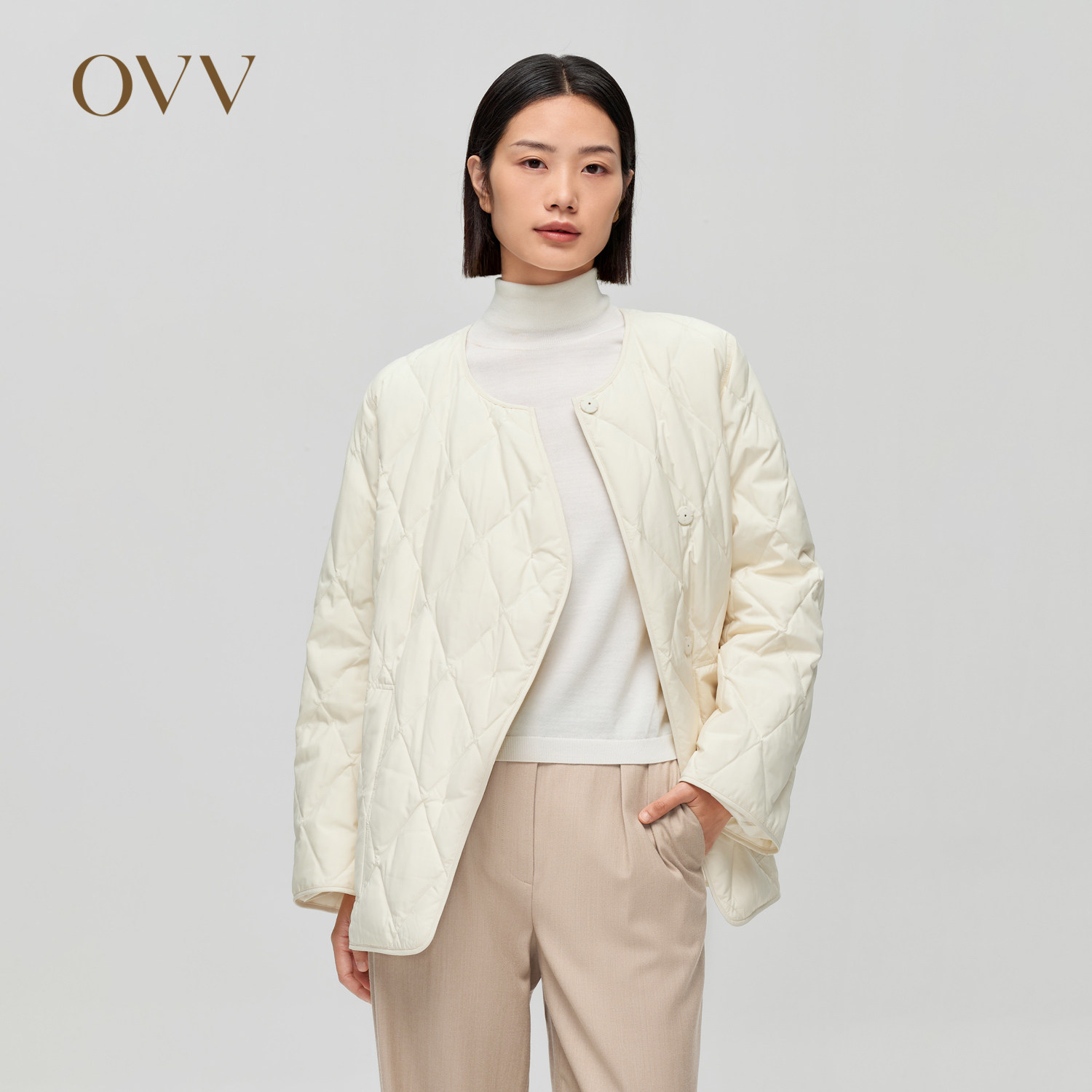 OVV秋冬新款女装不规则门襟可拆卸围巾桃绒羽绒服外套,女装/女士精品,羽绒服,淘宝优惠券,粉丝福利购,淘宝优惠卷