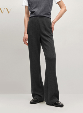 OVV2025秋冬新款女装高级简约四面弹休闲通勤微喇长裤