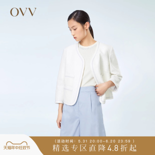 女装 OVV春夏热卖 粗花呢 意大利进口七分袖 经典 夹克外套