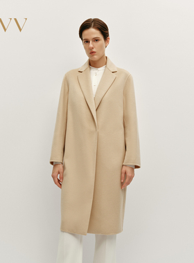 OVV秋冬热卖女装经典易搭平驳领中长休闲通勤羊毛大衣