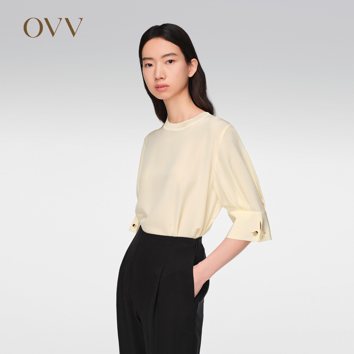 【重磅真丝】OVV春夏热卖女装18MM双绉圆领短袖T恤
