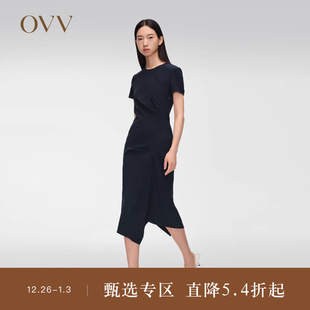 A字短袖 进口三醋酸面料简约经典 连衣裙 女装 OVV春夏热卖